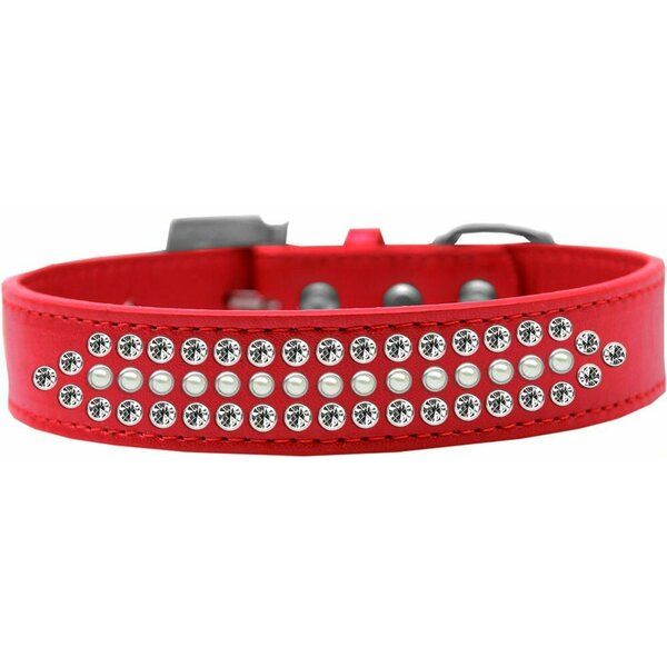 Mirage Pet Products Ritz Pearl & Clear Crystal Dog CollarRed Size 12 620-1 12-RD